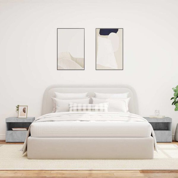 vidaXL Y&ouml;p&ouml;yd&auml;t LED-valoilla 2 kpl betoninharmaa 50x40x45 cm