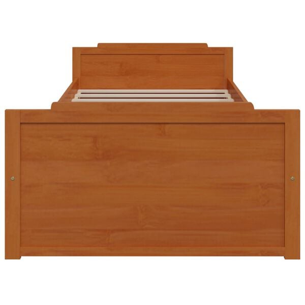 vidaXL Sängynrunko vetolaatikoilla hunajanruskea täysi mänty 90x200 cm
