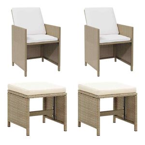 vidaXL Puutarhatuolit ja jakkarat 2 kpl polyrottinki beige