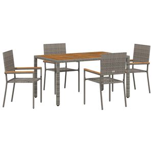 vidaXL Piharuokailu setti 5 pcs Harmaa polyrottinki