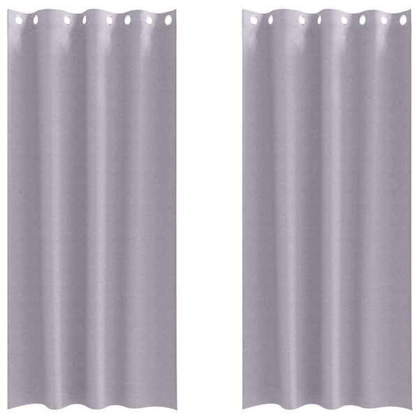 vidaXL Piment&auml;v&auml; verho renkailla 2 pcs Metalli harmaa 260 x 140 cm