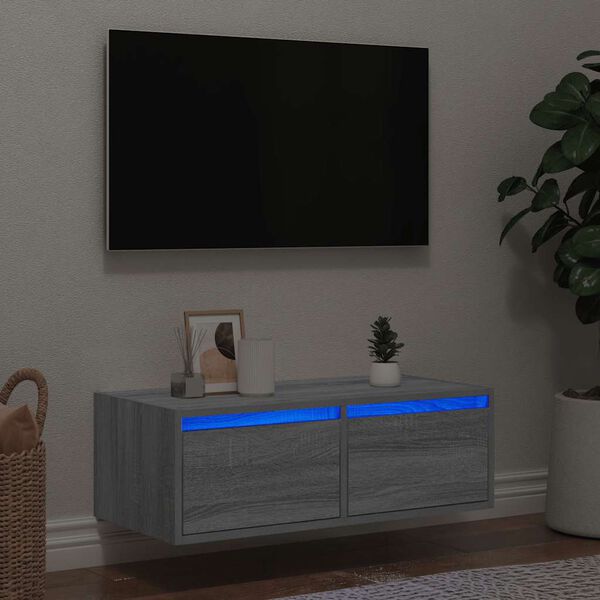 vidaXL TV-kaappi LED-valoilla harmaa sonoma 75x35,5x25 cm