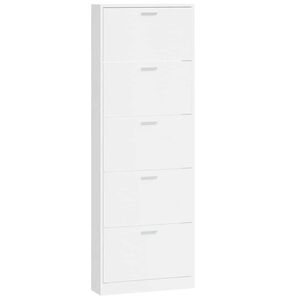 vidaXL Kenk&auml;kaappi korkeakiilto valkoinen 59x17x169 cm tekninen puu