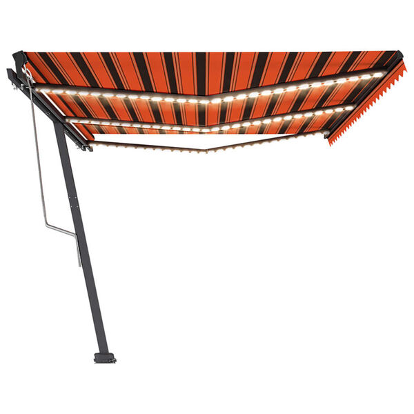 vidaXL Sis&auml;&auml;nkelattava markiisi LED/tuulisens. 600x350cm oranssi/rusk.