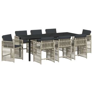 vidaXL Piharuokailu setti 9 pcs Vaaleanharmaa Jauhemaalattu Ter&auml;s