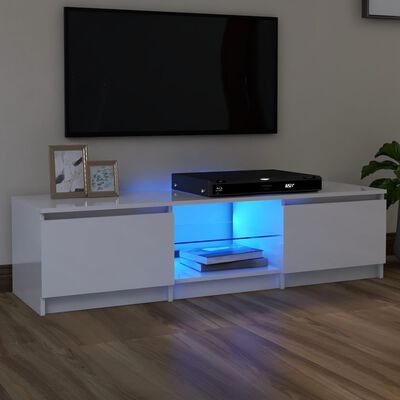 vidaXL TV-taso LED-valoilla korkeakiilto valkoinen 140x40x35,5 cm