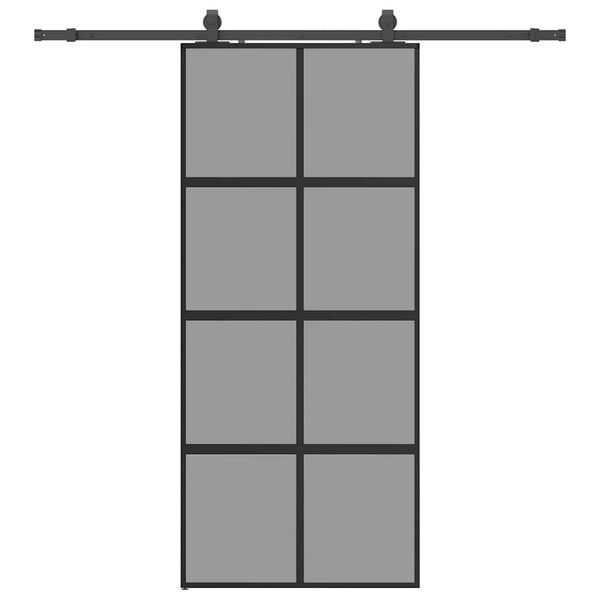 vidaXL liukuovi laitteistosarjalla musta 90x205 cm karkaistu lasi