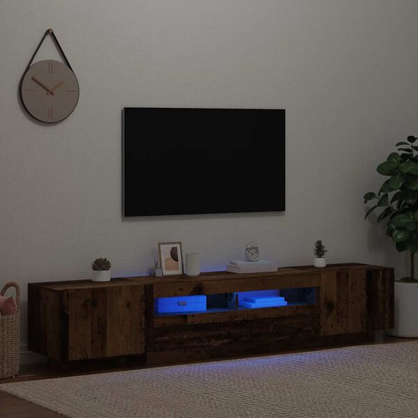 vidaXL TV-kaappi LED-valoilla vanha puu 200x35x40 cm teknillinen puu