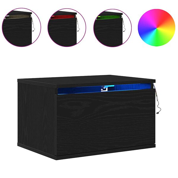 vidaXL Sein&auml;lle kiinnitett&auml;v&auml; y&ouml;p&ouml;yt&auml;kaappi Musta tammi. Tekninen puu