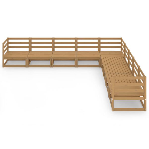 vidaXL 9-osainen puutarhasohvasarja hunajanruskea t&auml;ysi m&auml;nty