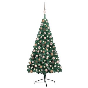 vidaXL Tekojoulukuusi puolikas palloilla esivalaistu vihr. 120 cm PVC