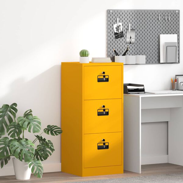 vidaXL Asiakirjakaappi hyllyll&auml; Sinappikeltainen 45,5 x 42 x 106,5 cm