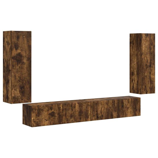 vidaXL TV-sein&auml;kaappi setti 4 pcs Savup&auml;hkin&auml; Tekninen puu