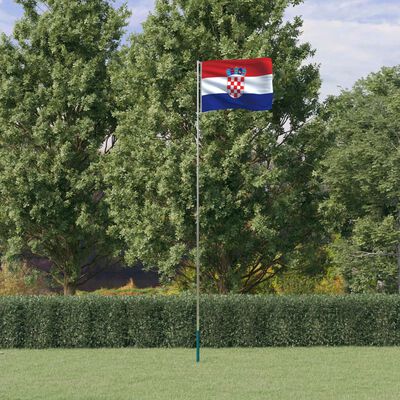 vidaXL Kroatian lippu ja lipputanko 5,55 m alumiini