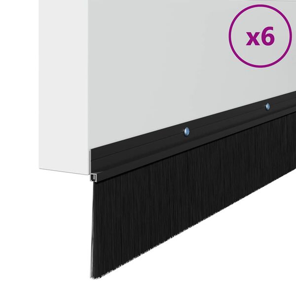 vidaXL Kierteellinen oven harjasulku 6 pcs Musta 100 cm Alumiiniseos