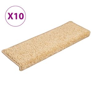 vidaXL Porrasmatot 10 kpl 65x21x4 cm kermanv&auml;rinen suorakaiteen muotoinen reuna