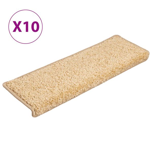 vidaXL Porrasmatot 10 kpl 65x21x4 cm kermanvärinen suorakaiteen muotoinen reuna