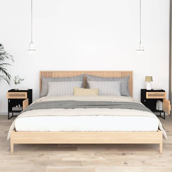 vidaXL Yöpöydät 2 kpl musta 40x30x55,5 cm tekninen puu ja rauta