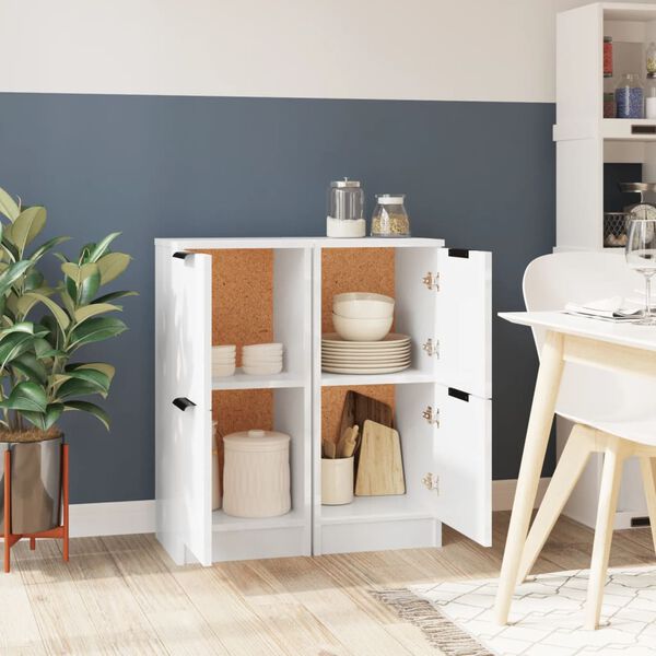 vidaXL Senkit 2 kpl korkeakiilto valkoinen 30x30x70 cm tekninen puu