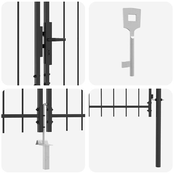 vidaXL Puutarhaportti Musta 150 x 500 cm