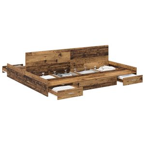 vidaXL S&auml;ilytystilallinen s&auml;ngynrunko Vanha Puu 6FT Super King Size