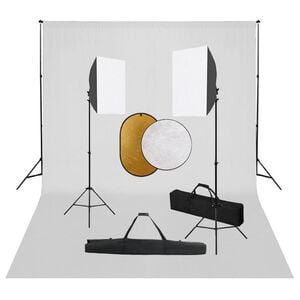 vidaXL Valokuvastudiosarja softbox-valot, taustakangas ja heijastin