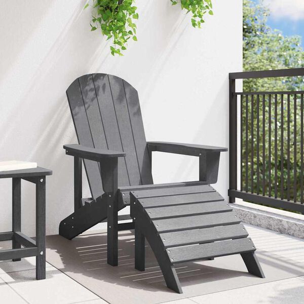 vidaXL Adirondack-tuoli Vaaleanharmaa 82 x 74 x 92 cm HDPE
