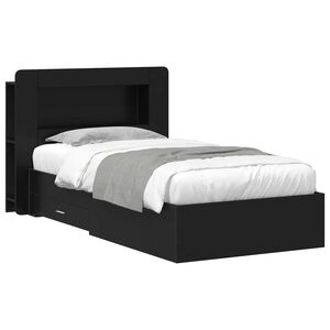 vidaXL S&auml;nkykehys varastolla Musta 2FT6 Small Single Tekninen puu