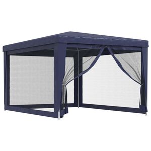 vidaXL Juhlateltta 4 verkkosivusein&auml;&auml; sininen 3x4 m HDPE