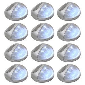 vidaXL Aurinkoenergia ulkosein&auml;valaisimet LED 12 kpl py&ouml;re&auml; hopea