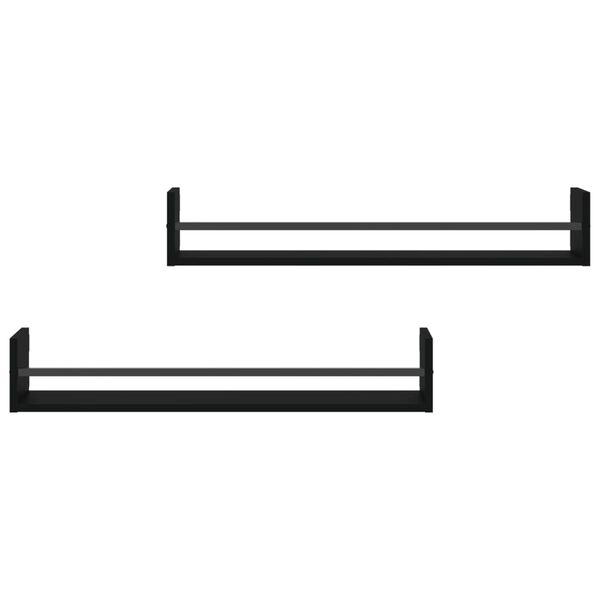 vidaXL Sein&auml;hyllyt tangoilla 2 kpl musta 80x16x14 cm