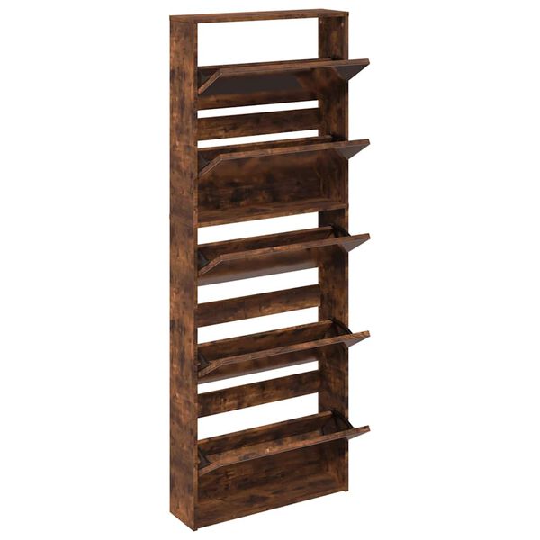 vidaXL Kenk&auml;kaappi peilill&auml; 5-kerroksinen savutammi 63x17x169,5 cm