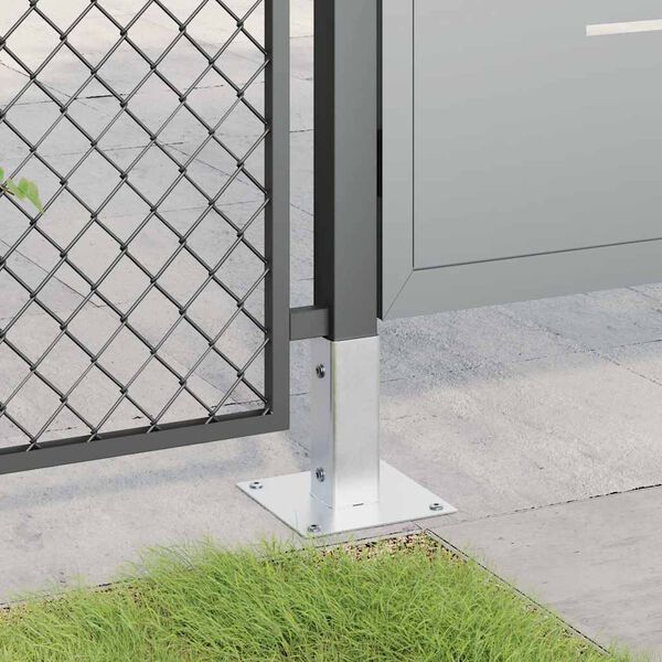 vidaXL Pylv&auml;iden jalustat neli&ouml; 4 kpl hopea 51x51 mm galvanoitu ter&auml;s