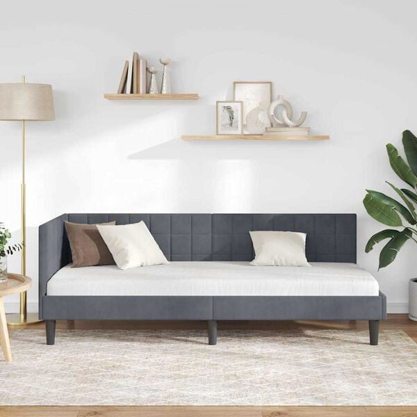 vidaXL Kulmavuoteen runko p&auml;&auml;tyll&auml; Tumma harmaa 80 cm x 200 cm Sametti