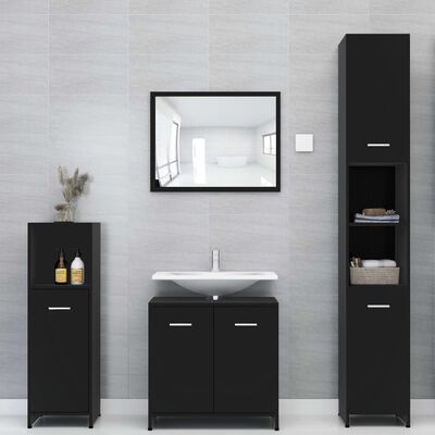 vidaXL 4-osainen kylpyhuoneen kalustesarja musta lastulevy