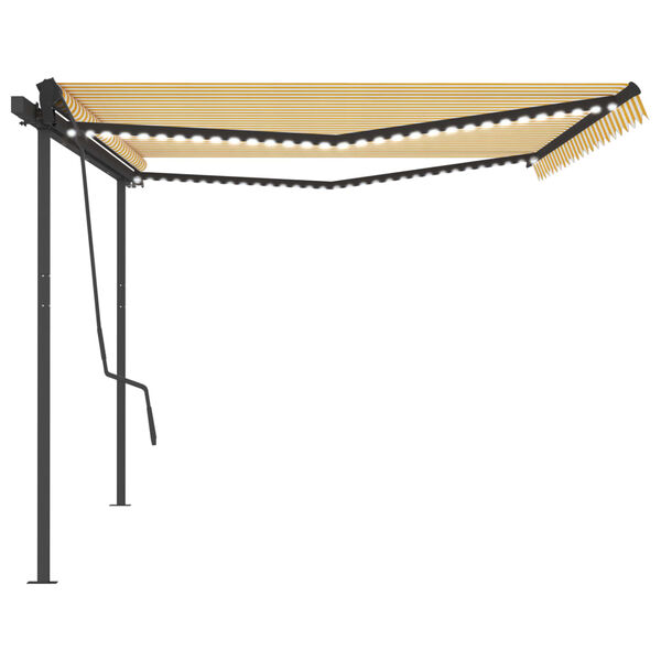 vidaXL Sis&auml;&auml;nkelattava markiisi LED/tuulisensori 5x3,5m keltavalkoinen
