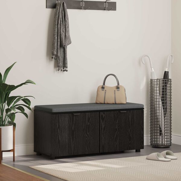 vidaXL Halli penkki tyynyll&auml; ovella Musta tammi. 100 x 38 x 46 cm