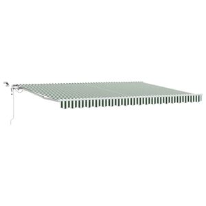 vidaXL Vedett&auml;v&auml; markiisi Vihre&auml; ja valkoinen 450 &times; 300 cm Polyesteri