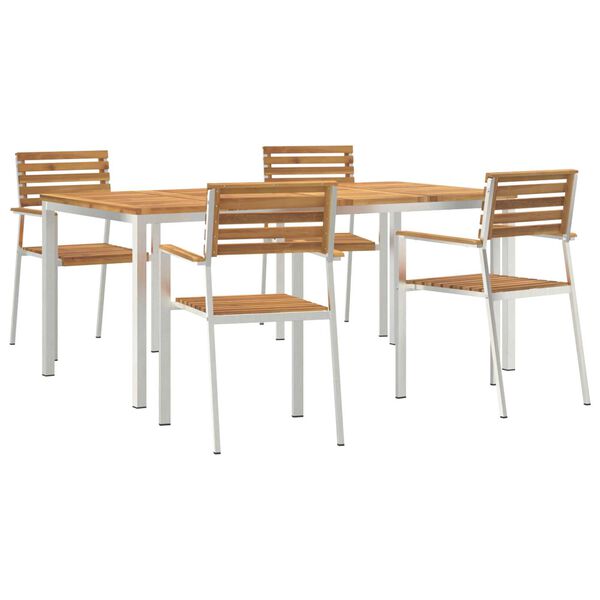 vidaXL Piharuokailu setti 5 pcs Ruskea Tiheä akasiapuu