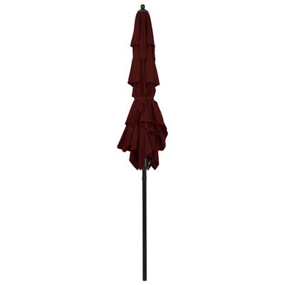 vidaXL 3-tasoinen aurinkovarjo alumiinitanko viininpunainen 2x2 m