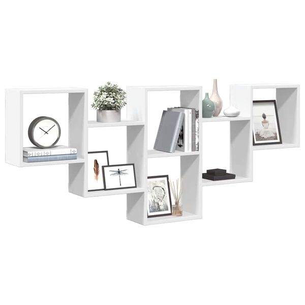 vidaXL Seinähylly valkoinen 159x18x66 cm tekninen puu