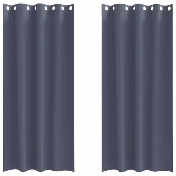 vidaXL Piment&auml;v&auml; verho renkailla 2 pcs Antrasiitti 245 x 140 cm