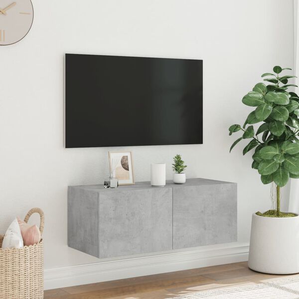 vidaXL TV-sein&auml;kaappi LED-valoilla betoninharmaa 80x35x31 cm