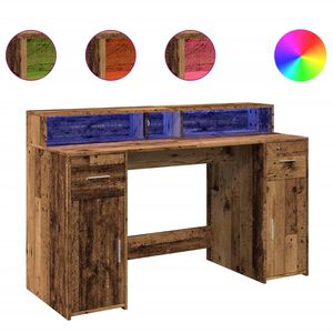 vidaXL Ty&ouml;p&ouml;yt&auml; LED-valoilla vanha puu 140x55x91 cm tekninen puu