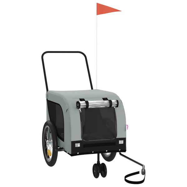 vidaXL Lemmikinkuljetuskärry polkupyörään harmaa/musta kangas ja rauta