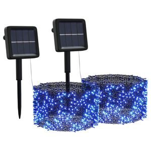 vidaXL Aurinkoenergia keijuvalot 2 kpl 2x200 LED sininen sis&auml;/ulko