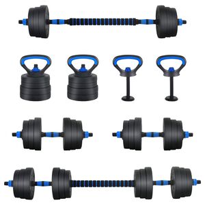 vidaXL 4-in-1 k&auml;sipaino, levypaino ja kahvakuula sarja 20 kg