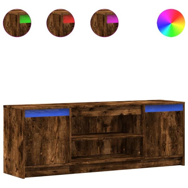 vidaXL TV-taso LED-valoilla savutammi 139,5x34x50 cm tekninen puu