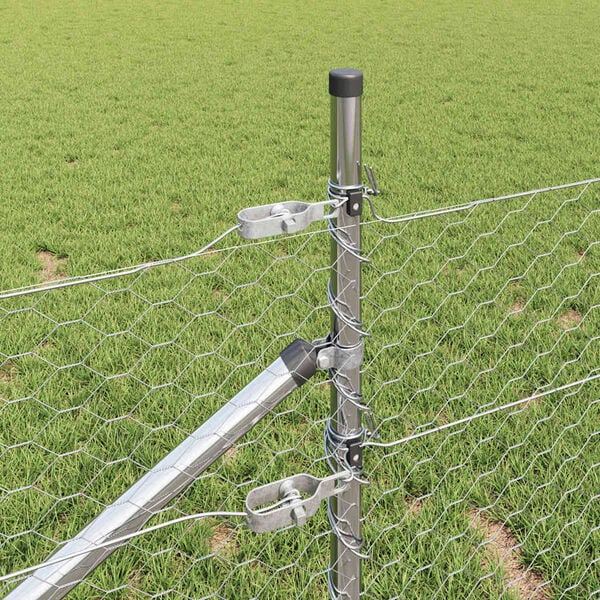 vidaXL Aita paalujen kanssa Hopea 0.4 x 100 m