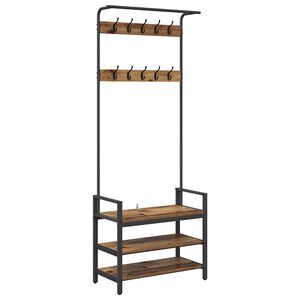 vidaXL Takkihylly hyllyll&auml; Vanha puu 75 x 34 x 184 cm Tekninen puu